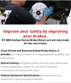 R1 Concepts 2021-2024 Raptor/F150 Rear Rotors - Slotted Geomet Carbon Alloy Rotors