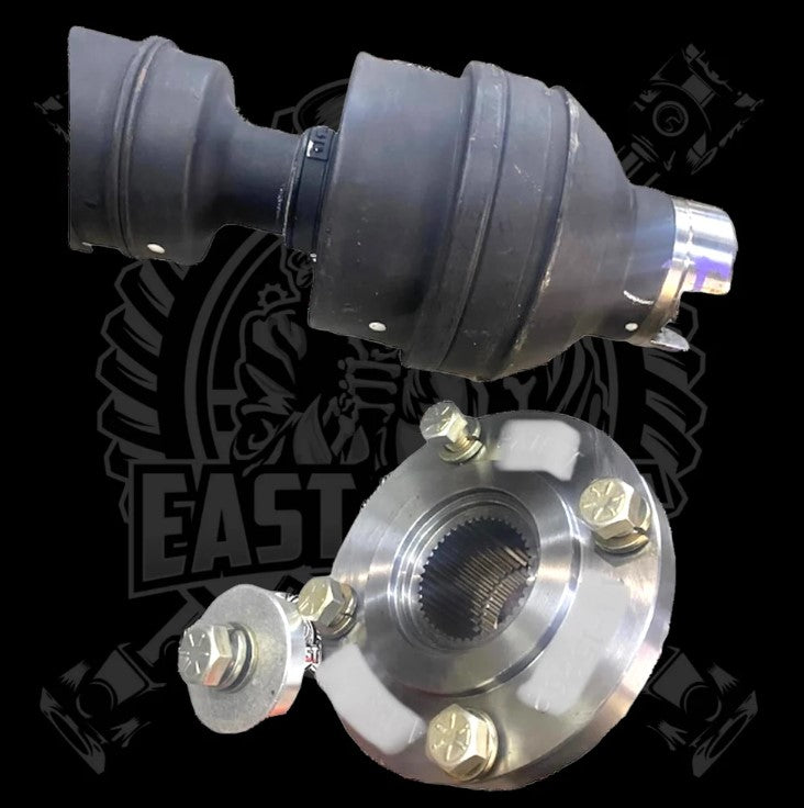 East Coast Driveline 2019-2026 Dodge Ram 2500/3500 5th Gen 6.7L/6.4L Upgraded 1410 or 1350 Series High Angle Double Cardan Front Driveshaft with New Transfer Case bolt-on style Flange Yoke